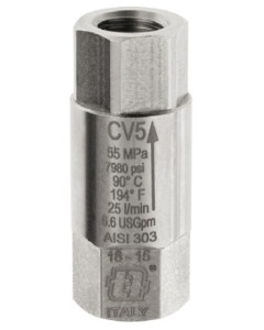 CV5 Valvola non ritorno G3/8 F 550 BAR 25 LPM Inox - 4074000010